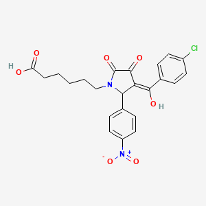 molecular formula C23H21ClN2O7 B3907510 6-[3-(4-chlorobenzoyl)-4-hydroxy-2-(4-nitrophenyl)-5-oxo-2,5-dihydro-1H-pyrrol-1-yl]hexanoic acid 