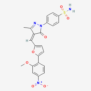 molecular formula C22H18N4O7S B3907521 4-(4-{[5-(2-methoxy-4-nitrophenyl)-2-furyl]methylene}-3-methyl-5-oxo-4,5-dihydro-1H-pyrazol-1-yl)benzenesulfonamide 