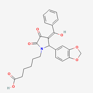 molecular formula C24H23NO7 B3907531 6-[2-(1,3-benzodioxol-5-yl)-3-benzoyl-4-hydroxy-5-oxo-2,5-dihydro-1H-pyrrol-1-yl]hexanoic acid 