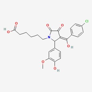 molecular formula C24H24ClNO7 B3907539 6-[3-(4-chlorobenzoyl)-4-hydroxy-2-(4-hydroxy-3-methoxyphenyl)-5-oxo-2,5-dihydro-1H-pyrrol-1-yl]hexanoic acid 