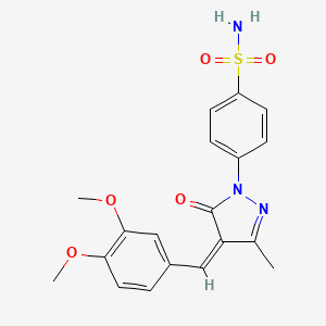molecular formula C19H19N3O5S B3907544 4-[4-(3,4-dimethoxybenzylidene)-3-methyl-5-oxo-4,5-dihydro-1H-pyrazol-1-yl]benzenesulfonamide 