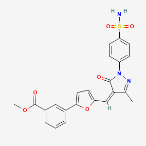 molecular formula C23H19N3O6S B3907546 methyl 3-[5-({1-[4-(aminosulfonyl)phenyl]-3-methyl-5-oxo-1,5-dihydro-4H-pyrazol-4-ylidene}methyl)-2-furyl]benzoate 