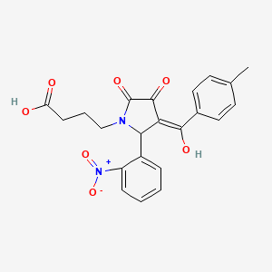 molecular formula C22H20N2O7 B3907554 4-[3-hydroxy-4-(4-methylbenzoyl)-5-(2-nitrophenyl)-2-oxo-2,5-dihydro-1H-pyrrol-1-yl]butanoic acid 