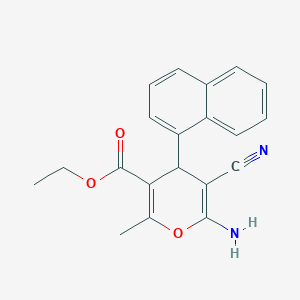 molecular formula C20H18N2O3 B390756 ethyl 6-amino-5-cyano-2-methyl-4-(1-naphthyl)-4H-pyran-3-carboxylate 