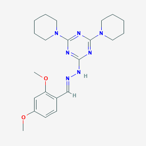 molecular formula C22H31N7O2 B390757 2,4-Dimethoxybenzaldehyde (4,6-dipiperidin-1-yl-1,3,5-triazin-2-yl)hydrazone 