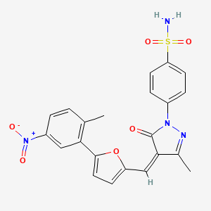 molecular formula C22H18N4O6S B3907579 4-(3-methyl-4-{[5-(2-methyl-5-nitrophenyl)-2-furyl]methylene}-5-oxo-4,5-dihydro-1H-pyrazol-1-yl)benzenesulfonamide 