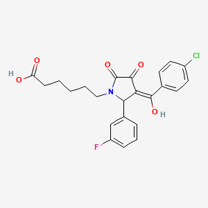 molecular formula C23H21ClFNO5 B3907587 6-[3-(4-chlorobenzoyl)-2-(3-fluorophenyl)-4-hydroxy-5-oxo-2,5-dihydro-1H-pyrrol-1-yl]hexanoic acid 