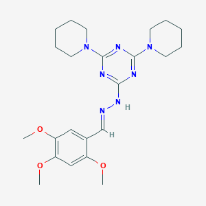 molecular formula C23H33N7O3 B390759 2,4,5-Trimethoxybenzaldehyde [4,6-di(1-piperidinyl)-1,3,5-triazin-2-yl]hydrazone 