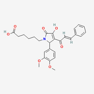 molecular formula C27H29NO7 B3907599 6-[3-cinnamoyl-2-(3,4-dimethoxyphenyl)-4-hydroxy-5-oxo-2,5-dihydro-1H-pyrrol-1-yl]hexanoic acid 
