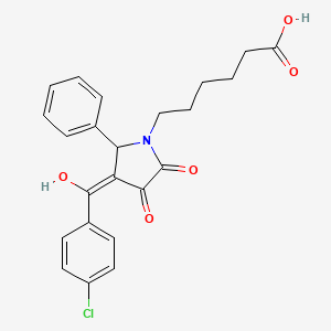 molecular formula C23H22ClNO5 B3907636 6-[3-(4-chlorobenzoyl)-4-hydroxy-5-oxo-2-phenyl-2,5-dihydro-1H-pyrrol-1-yl]hexanoic acid 