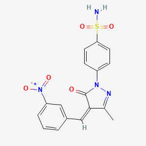 molecular formula C17H14N4O5S B3907641 4-[3-methyl-4-(3-nitrobenzylidene)-5-oxo-4,5-dihydro-1H-pyrazol-1-yl]benzenesulfonamide 