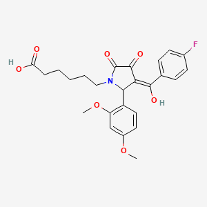 molecular formula C25H26FNO7 B3907646 6-[2-(2,4-dimethoxyphenyl)-3-(4-fluorobenzoyl)-4-hydroxy-5-oxo-2,5-dihydro-1H-pyrrol-1-yl]hexanoic acid 