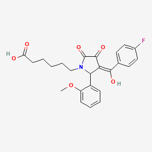 molecular formula C24H24FNO6 B3907650 6-[3-(4-fluorobenzoyl)-4-hydroxy-2-(2-methoxyphenyl)-5-oxo-2,5-dihydro-1H-pyrrol-1-yl]hexanoic acid 