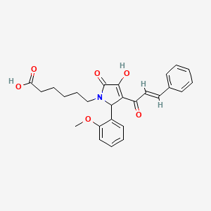 molecular formula C26H27NO6 B3907684 6-[3-cinnamoyl-4-hydroxy-2-(2-methoxyphenyl)-5-oxo-2,5-dihydro-1H-pyrrol-1-yl]hexanoic acid 