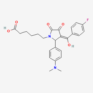 molecular formula C25H27FN2O5 B3907687 6-[2-[4-(dimethylamino)phenyl]-3-(4-fluorobenzoyl)-4-hydroxy-5-oxo-2,5-dihydro-1H-pyrrol-1-yl]hexanoic acid 