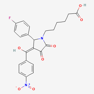 molecular formula C23H21FN2O7 B3907700 6-[2-(4-fluorophenyl)-4-hydroxy-3-(4-nitrobenzoyl)-5-oxo-2,5-dihydro-1H-pyrrol-1-yl]hexanoic acid 