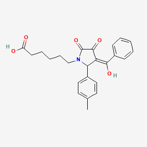 molecular formula C24H25NO5 B3907702 6-[3-benzoyl-4-hydroxy-2-(4-methylphenyl)-5-oxo-2,5-dihydro-1H-pyrrol-1-yl]hexanoic acid 