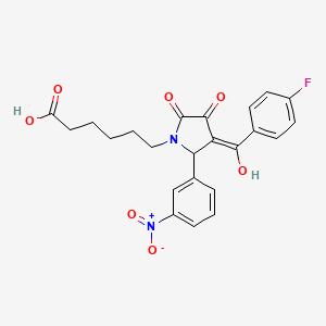 molecular formula C23H21FN2O7 B3907708 6-[3-(4-fluorobenzoyl)-4-hydroxy-2-(3-nitrophenyl)-5-oxo-2,5-dihydro-1H-pyrrol-1-yl]hexanoic acid 