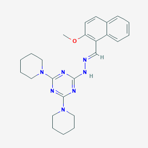 2-{(2E)-2-[(2-methoxynaphthalen-1-yl)methylidene]hydrazinyl}-4,6-di(piperidin-1-yl)-1,3,5-triazine