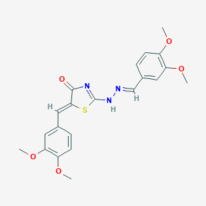 molecular formula C21H21N3O5S B390773 (5Z)-5-[(3,4-dimethoxyphenyl)methylidene]-2-[(2E)-2-[(3,4-dimethoxyphenyl)methylidene]hydrazinyl]-1,3-thiazol-4-one 