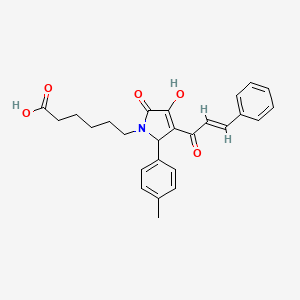 molecular formula C26H27NO5 B3907748 6-[3-cinnamoyl-4-hydroxy-2-(4-methylphenyl)-5-oxo-2,5-dihydro-1H-pyrrol-1-yl]hexanoic acid 