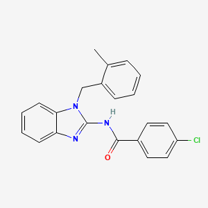 molecular formula C22H18ClN3O B3907761 4-chloro-N-[1-(2-methylbenzyl)-1H-benzimidazol-2-yl]benzamide 