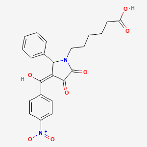 molecular formula C23H22N2O7 B3907777 6-[3-hydroxy-4-(4-nitrobenzoyl)-2-oxo-5-phenyl-2,5-dihydro-1H-pyrrol-1-yl]hexanoic acid 