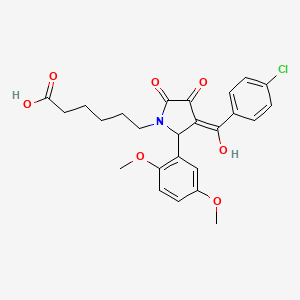 6-[3-(4-chlorobenzoyl)-2-(2,5-dimethoxyphenyl)-4-hydroxy-5-oxo-2,5-dihydro-1H-pyrrol-1-yl]hexanoic acid