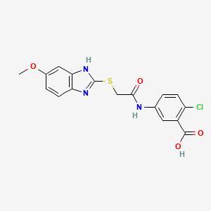 molecular formula C17H14ClN3O4S B3907787 2-chloro-5-({[(5-methoxy-1H-benzimidazol-2-yl)thio]acetyl}amino)benzoic acid 