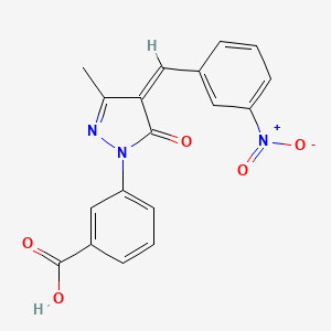 molecular formula C18H13N3O5 B3907793 3-[3-methyl-4-(3-nitrobenzylidene)-5-oxo-4,5-dihydro-1H-pyrazol-1-yl]benzoic acid 