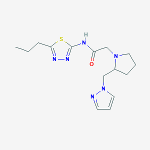 molecular formula C15H22N6OS B3907806 N-(5-propyl-1,3,4-thiadiazol-2-yl)-2-[2-(1H-pyrazol-1-ylmethyl)pyrrolidin-1-yl]acetamide 