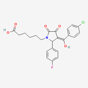 molecular formula C23H21ClFNO5 B3907817 6-[3-(4-chlorobenzoyl)-2-(4-fluorophenyl)-4-hydroxy-5-oxo-2,5-dihydro-1H-pyrrol-1-yl]hexanoic acid 