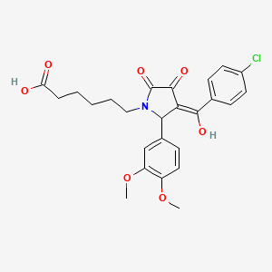 6-[3-(4-chlorobenzoyl)-2-(3,4-dimethoxyphenyl)-4-hydroxy-5-oxo-2,5-dihydro-1H-pyrrol-1-yl]hexanoic acid