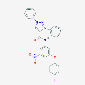 molecular formula C28H19IN4O4 B390785 N-[3-nitro-5-(4-iodophenoxy)phenyl]-1,3-diphenyl-1H-pyrazole-4-carboxamide 
