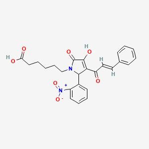 molecular formula C25H24N2O7 B3907864 6-[3-cinnamoyl-4-hydroxy-2-(2-nitrophenyl)-5-oxo-2,5-dihydro-1H-pyrrol-1-yl]hexanoic acid 