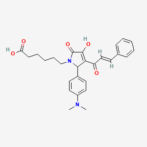 molecular formula C27H30N2O5 B3907885 6-{3-cinnamoyl-2-[4-(dimethylamino)phenyl]-4-hydroxy-5-oxo-2,5-dihydro-1H-pyrrol-1-yl}hexanoic acid 
