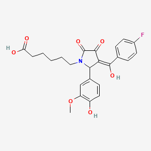 molecular formula C24H24FNO7 B3907894 6-[3-(4-fluorobenzoyl)-4-hydroxy-2-(4-hydroxy-3-methoxyphenyl)-5-oxo-2,5-dihydro-1H-pyrrol-1-yl]hexanoic acid 