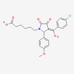 molecular formula C24H24ClNO6 B3907902 6-[3-(4-chlorobenzoyl)-4-hydroxy-2-(4-methoxyphenyl)-5-oxo-2,5-dihydro-1H-pyrrol-1-yl]hexanoic acid 