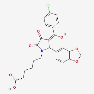 molecular formula C24H22ClNO7 B3907909 6-[2-(1,3-benzodioxol-5-yl)-3-(4-chlorobenzoyl)-4-hydroxy-5-oxo-2,5-dihydro-1H-pyrrol-1-yl]hexanoic acid 