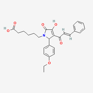 molecular formula C27H29NO6 B3907920 6-[3-cinnamoyl-2-(4-ethoxyphenyl)-4-hydroxy-5-oxo-2,5-dihydro-1H-pyrrol-1-yl]hexanoic acid 
