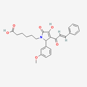 molecular formula C26H27NO6 B3907933 6-[3-cinnamoyl-4-hydroxy-2-(3-methoxyphenyl)-5-oxo-2,5-dihydro-1H-pyrrol-1-yl]hexanoic acid 
