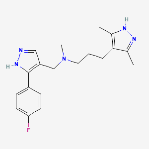 molecular formula C19H24FN5 B3907974 3-(3,5-dimethyl-1H-pyrazol-4-yl)-N-{[3-(4-fluorophenyl)-1H-pyrazol-4-yl]methyl}-N-methylpropan-1-amine 