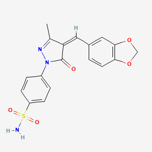 molecular formula C18H15N3O5S B3907987 4-[4-(1,3-benzodioxol-5-ylmethylene)-3-methyl-5-oxo-4,5-dihydro-1H-pyrazol-1-yl]benzenesulfonamide 