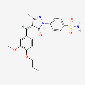 molecular formula C21H23N3O5S B3908000 4-[4-(3-methoxy-4-propoxybenzylidene)-3-methyl-5-oxo-4,5-dihydro-1H-pyrazol-1-yl]benzenesulfonamide 