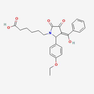 molecular formula C25H27NO6 B3908018 6-[3-benzoyl-2-(4-ethoxyphenyl)-4-hydroxy-5-oxo-2,5-dihydro-1H-pyrrol-1-yl]hexanoic acid 