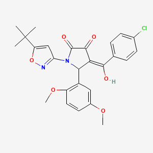 molecular formula C26H25ClN2O6 B3908022 1-(5-tert-butyl-3-isoxazolyl)-4-(4-chlorobenzoyl)-5-(2,5-dimethoxyphenyl)-3-hydroxy-1,5-dihydro-2H-pyrrol-2-one 