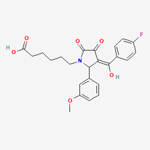 molecular formula C24H24FNO6 B3908031 6-[3-(4-fluorobenzoyl)-4-hydroxy-2-(3-methoxyphenyl)-5-oxo-2,5-dihydro-1H-pyrrol-1-yl]hexanoic acid 
