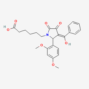 molecular formula C25H27NO7 B3908057 6-[3-benzoyl-2-(2,4-dimethoxyphenyl)-4-hydroxy-5-oxo-2,5-dihydro-1H-pyrrol-1-yl]hexanoic acid 