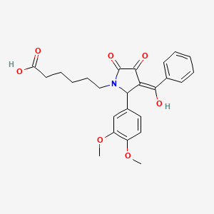 molecular formula C25H27NO7 B3908075 6-[3-benzoyl-2-(3,4-dimethoxyphenyl)-4-hydroxy-5-oxo-2,5-dihydro-1H-pyrrol-1-yl]hexanoic acid 