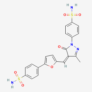 molecular formula C21H18N4O6S2 B3908082 4-[4-({5-[4-(aminosulfonyl)phenyl]-2-furyl}methylene)-3-methyl-5-oxo-4,5-dihydro-1H-pyrazol-1-yl]benzenesulfonamide 